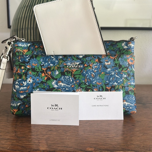 Coach Lyla Rose Blue Floral Clutch Wristlet